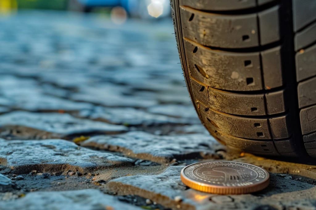 check tyre tread with a 20p coin